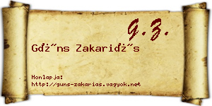 Güns Zakariás névjegykártya